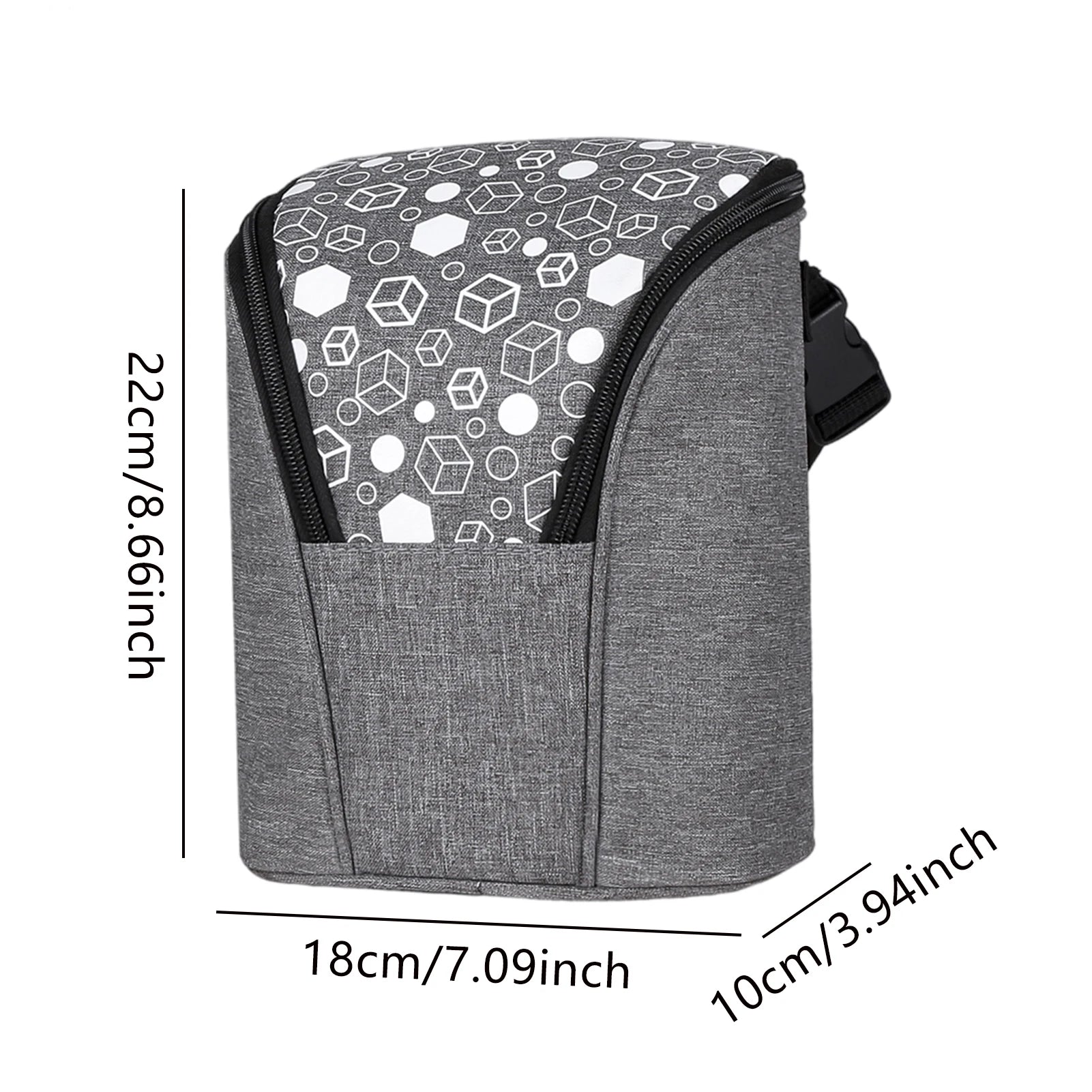 Breast milk cooler bag with insulated lining, ice pack, and adjustable strap.