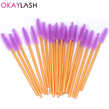 OKAYLASH 50PCS Glitter Eyelash Mascara Wands - Crystal Spoolie Brushes