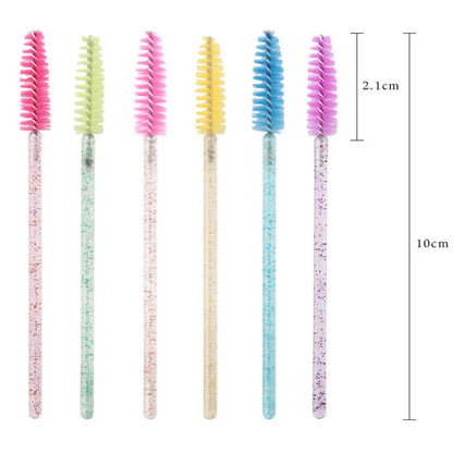 OKAYLASH 50PCS Glitter Eyelash Mascara Wands - Crystal Spoolie Brushes