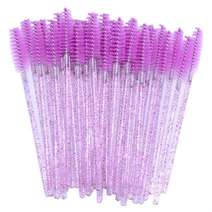 OKAYLASH 50PCS Glitter Eyelash Mascara Wands - Crystal Spoolie Brushes