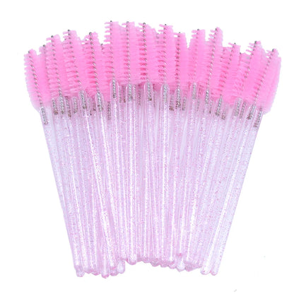 OKAYLASH 50PCS Glitter Eyelash Mascara Wands - Crystal Spoolie Brushes