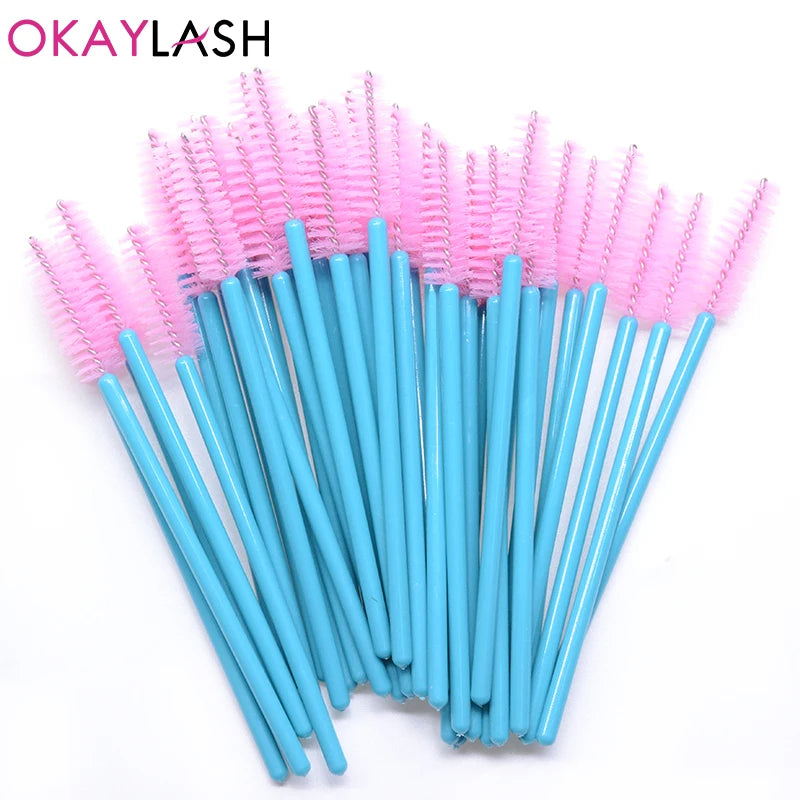 OKAYLASH 50PCS Glitter Eyelash Mascara Wands - Crystal Spoolie Brushes