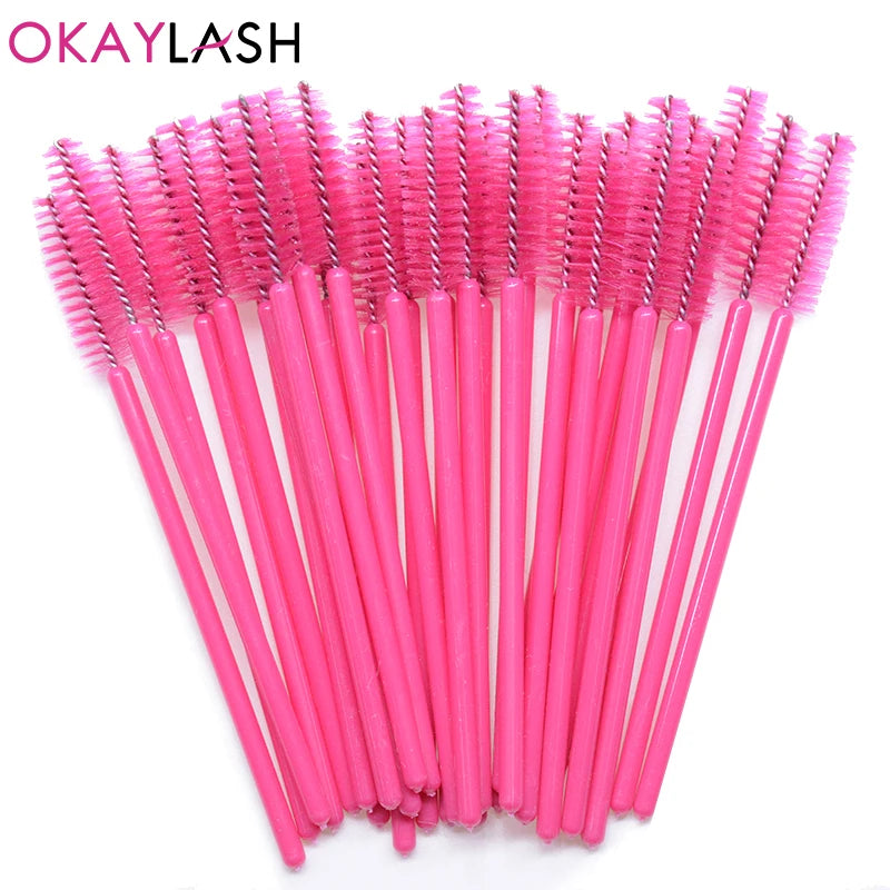 OKAYLASH 50PCS Glitter Eyelash Mascara Wands - Crystal Spoolie Brushes