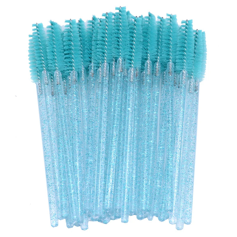 OKAYLASH 50PCS Glitter Eyelash Mascara Wands - Crystal Spoolie Brushes