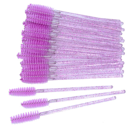 OKAYLASH 50PCS Glitter Eyelash Mascara Wands - Crystal Spoolie Brushes