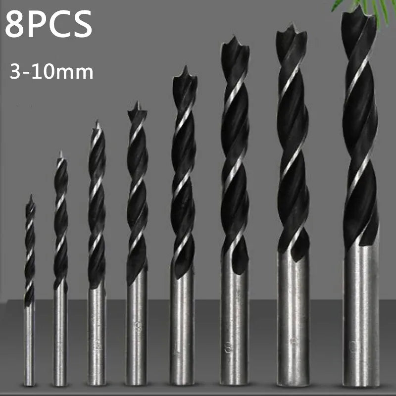 Bonoda 8Pcs Wood Drill Bit Set in high carbon steel for woodworking.