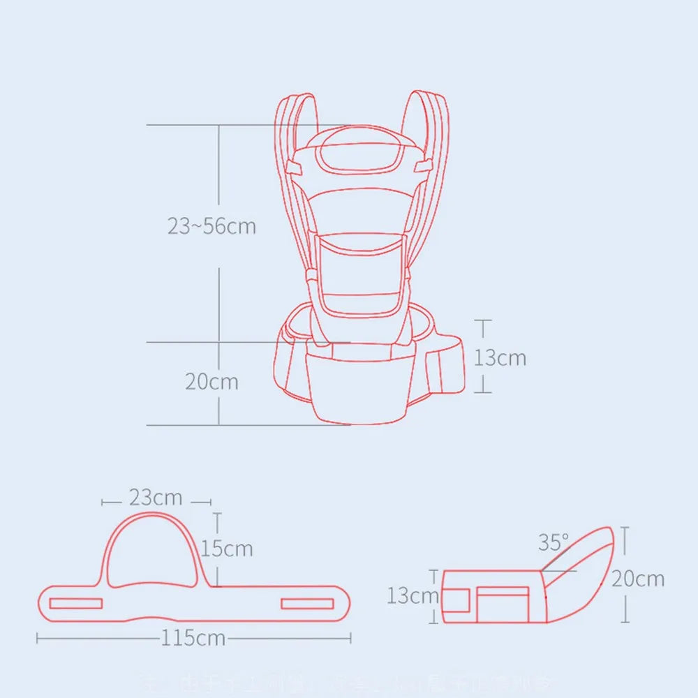 Newborn Ergonomic Baby Carrier Backpack - Hipseat Kangaroo Wrap Sling