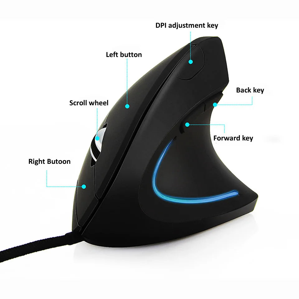 Wired Right Hand Vertical RGB Ergonomic Gaming Mouse