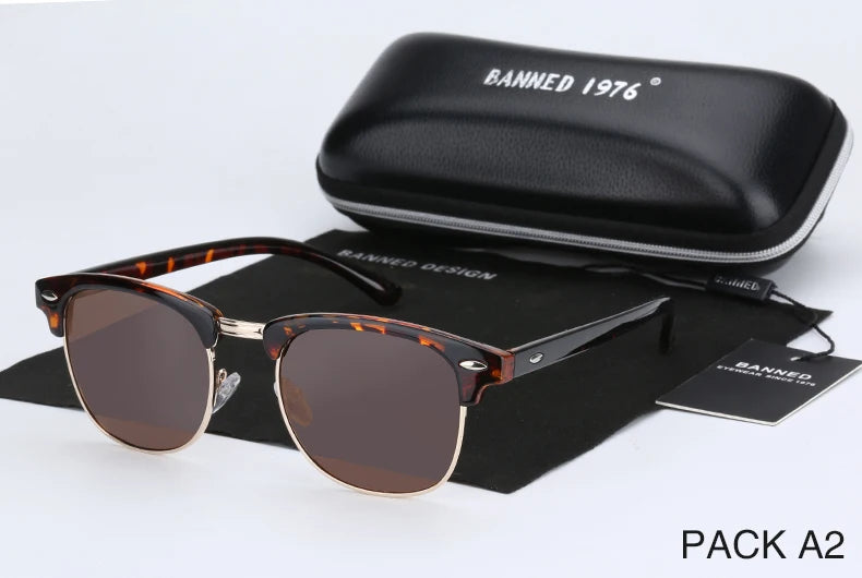 UV400 HD Polarized Sunglasses - Classic Semi-Rimless Fashion Shades