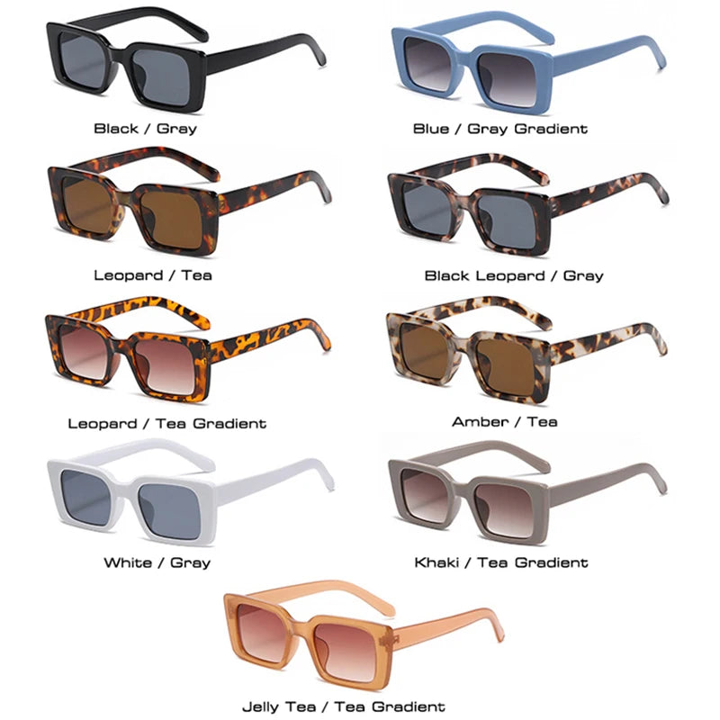 SO&EI Ins Popular Fashion Small Rectangle Sunglasses for Women and Men