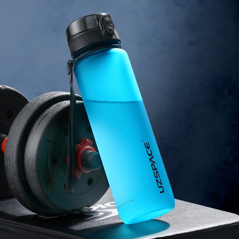 UZSPACE BPA-free sports water bottle in 500ml, 800ml, and 1000ml sizes