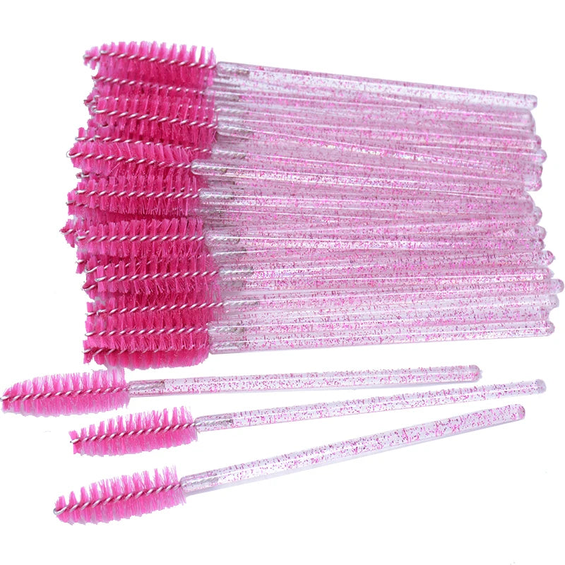 OKAYLASH 50PCS Glitter Eyelash Mascara Wands - Crystal Spoolie Brushes