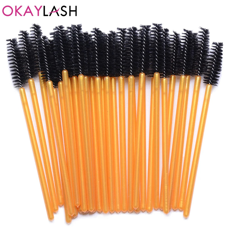 OKAYLASH 50PCS Glitter Eyelash Mascara Wands - Crystal Spoolie Brushes