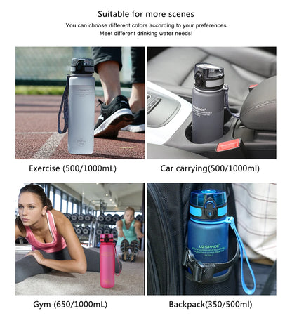 UZSPACE 500/1000ml leakproof sports water bottle with Tritan plastic