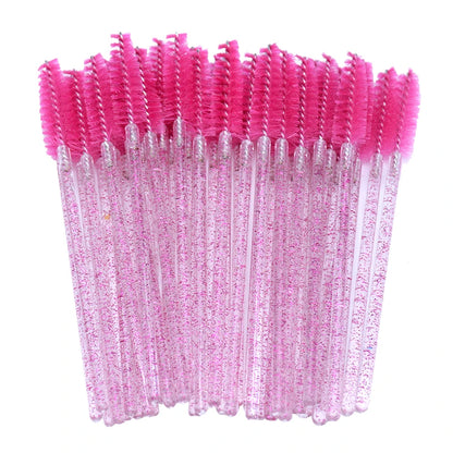 OKAYLASH 50PCS Glitter Eyelash Mascara Wands - Crystal Spoolie Brushes