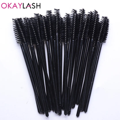 OKAYLASH 50PCS Glitter Eyelash Mascara Wands - Crystal Spoolie Brushes