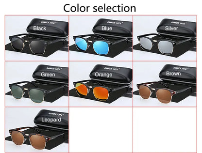 UV400 HD Polarized Sunglasses - Classic Semi-Rimless Fashion Shades