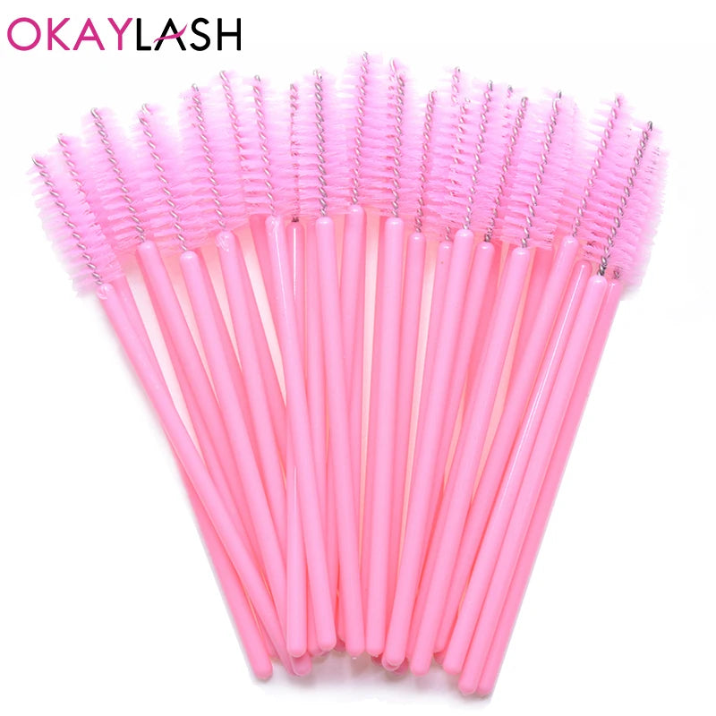 OKAYLASH 50PCS Glitter Eyelash Mascara Wands - Crystal Spoolie Brushes