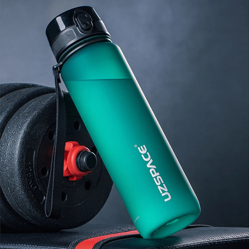 UZSPACE BPA-free sports water bottle in 500ml, 800ml, and 1000ml sizes