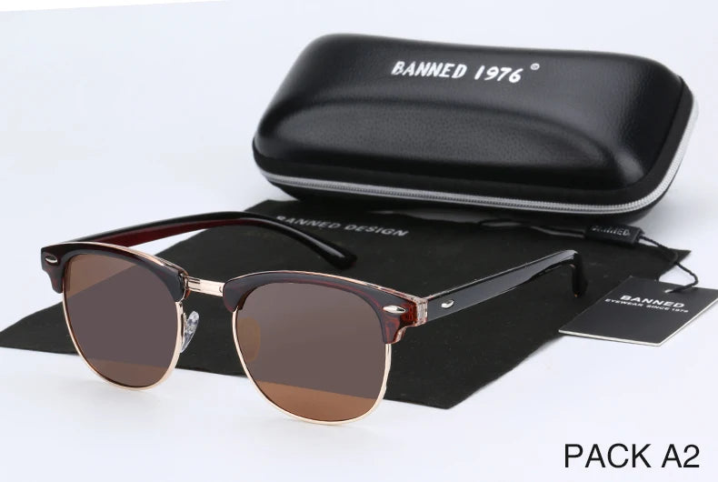 UV400 HD Polarized Sunglasses - Classic Semi-Rimless Fashion Shades