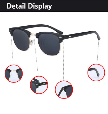 UV400 HD Polarized Sunglasses - Classic Semi-Rimless Fashion Shades