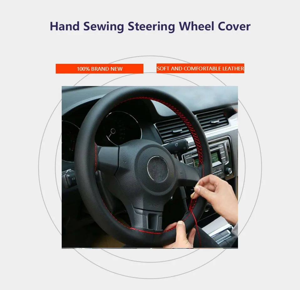 Leather Car Steering Wheel Cover