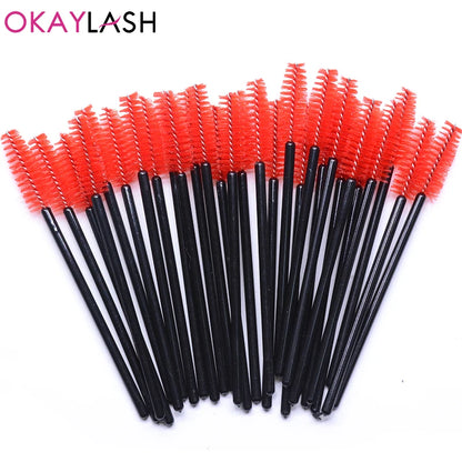 OKAYLASH 50PCS Glitter Eyelash Mascara Wands - Crystal Spoolie Brushes