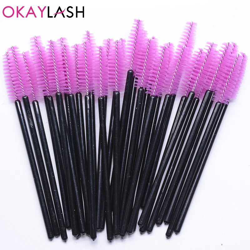 OKAYLASH 50PCS Glitter Eyelash Mascara Wands - Crystal Spoolie Brushes