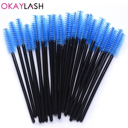 OKAYLASH 50PCS Glitter Eyelash Mascara Wands - Crystal Spoolie Brushes