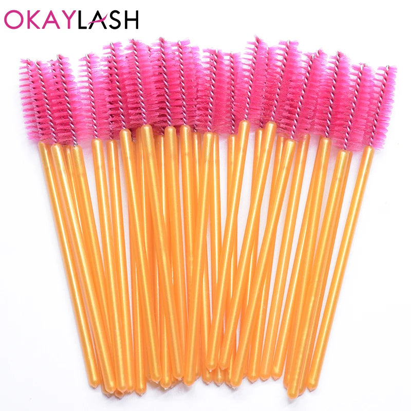 OKAYLASH 50PCS Glitter Eyelash Mascara Wands - Crystal Spoolie Brushes