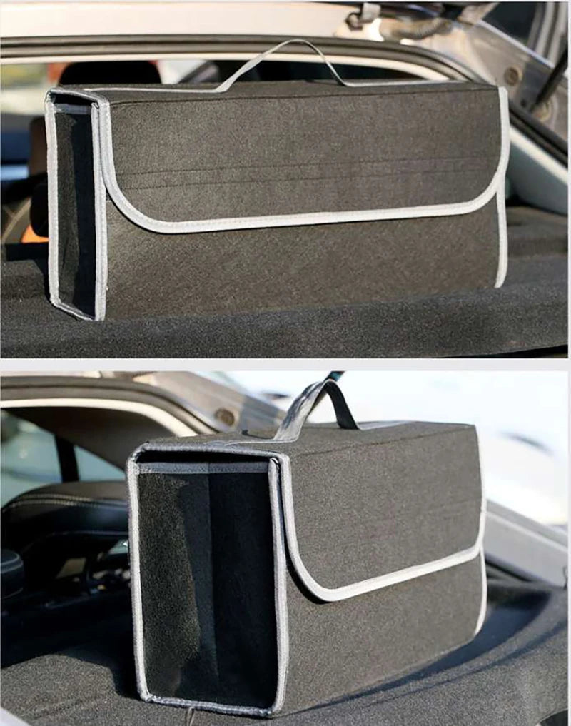 Portable Car Trunk Storage Organizer - Foldable Felt Cloth Auto Interior Stowing Container