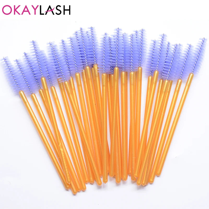 OKAYLASH 50PCS Glitter Eyelash Mascara Wands - Crystal Spoolie Brushes