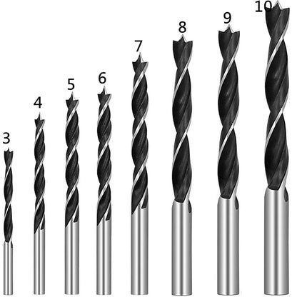 Bonoda 8Pcs Wood Drill Bit Set in high carbon steel for woodworking.