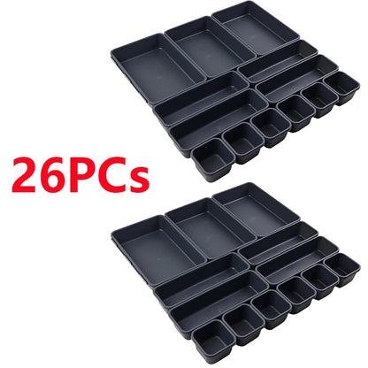 13/26 PCs Drawer Organizers Separator - Plastic Storage Boxes for Home & Office