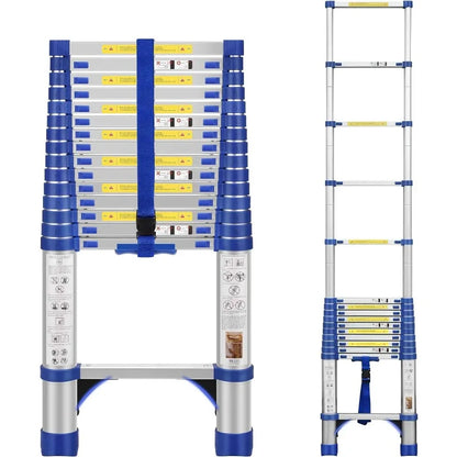 3-step aluminum folding ladder with anti-slip pedals and telescoping design, supports up to 330 lbs. Ideal for versatile tasks and easy storage.