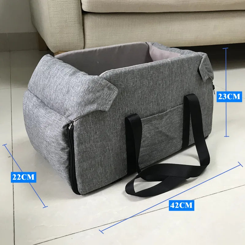 Portable Dog Car Seat Bed - Soft and Washable Travel Carrier for Small Dogs and Cats