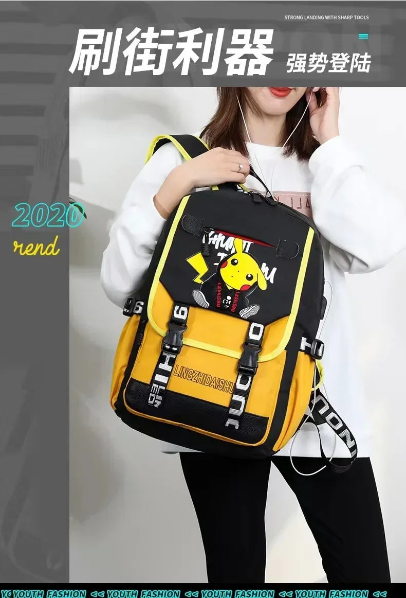 Pikachu PKQ lightweight school bag with anime design for kids, by MINISO.