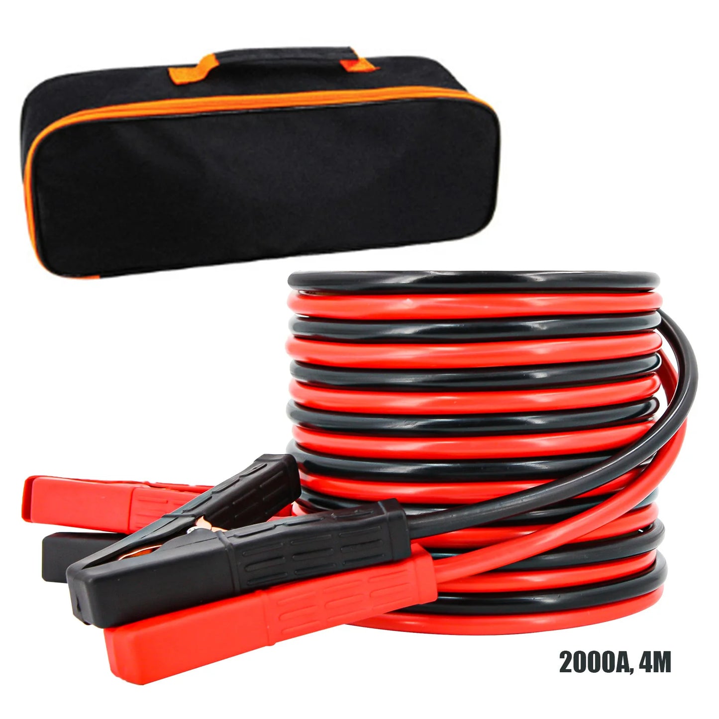 4M copper jumper cables for emergency power start, includes red and black leads.