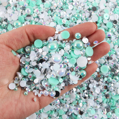 Flat Back Resin Rhinestones and Pearl Beads Mix for DIY Crafts, Nails, Face Art