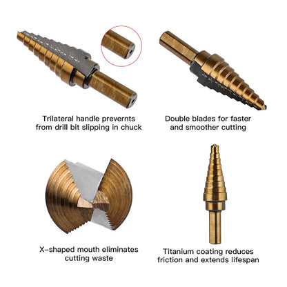 HSS 4241 Cobalt Step Drill Set - 50 Sizes in Aluminum Case for Metal & Wood