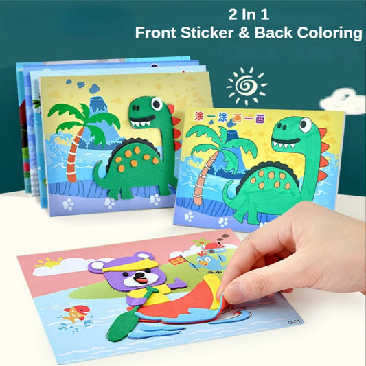 10 colorful 3D EVA foam stickers of cartoon dinosaurs and animals