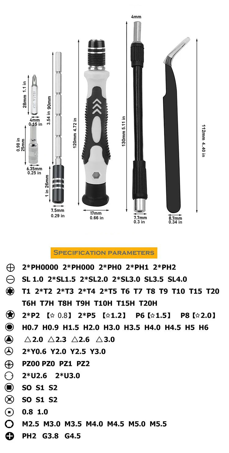 116-in-1 Precision screw driver set with magnetic bits and accessories