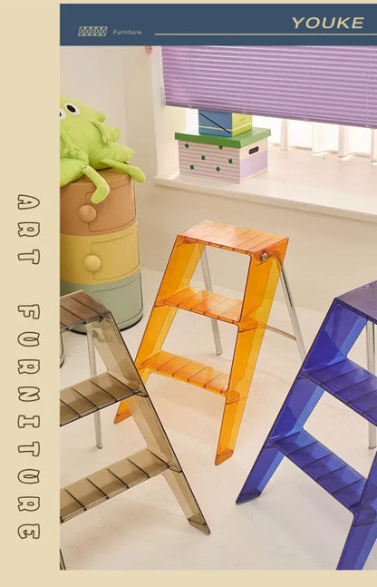 Acrylic Transparent Plastic Folding Stepladder – 3-Step Indoor Ladder