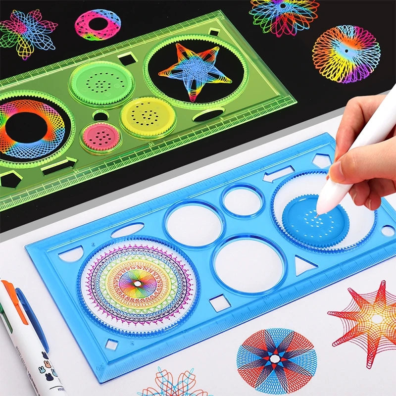 Kids Geometry Spirograph Drawing Stencils Set - Educational Art & Craft Toy