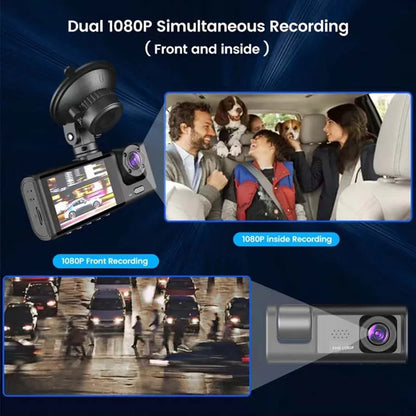 Baideluo Dash Cam with IR Night Vision, 1080P, 3 Cameras & 2" IPS Screen