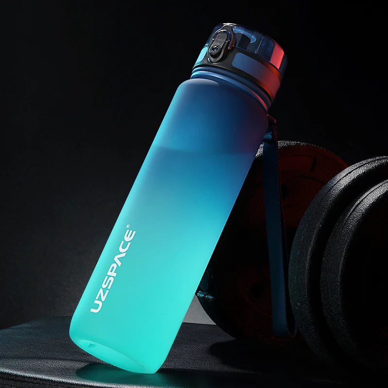 UZSPACE BPA-free sports water bottle in 500ml, 800ml, and 1000ml sizes