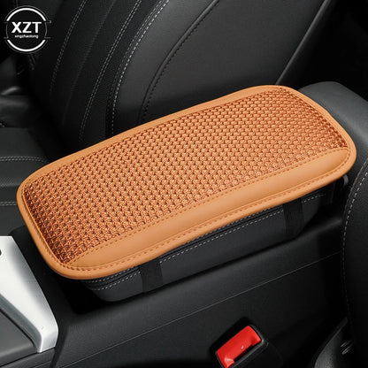 Universal car armrest pad made of breathable ice silk and PU leather