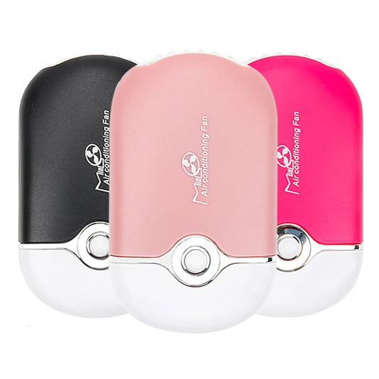 Mini USB charging eyelash fan dryer in vibrant colors, ideal for quickly drying lash extension glue. Compact, portable, and perfect for professional and everyday use.