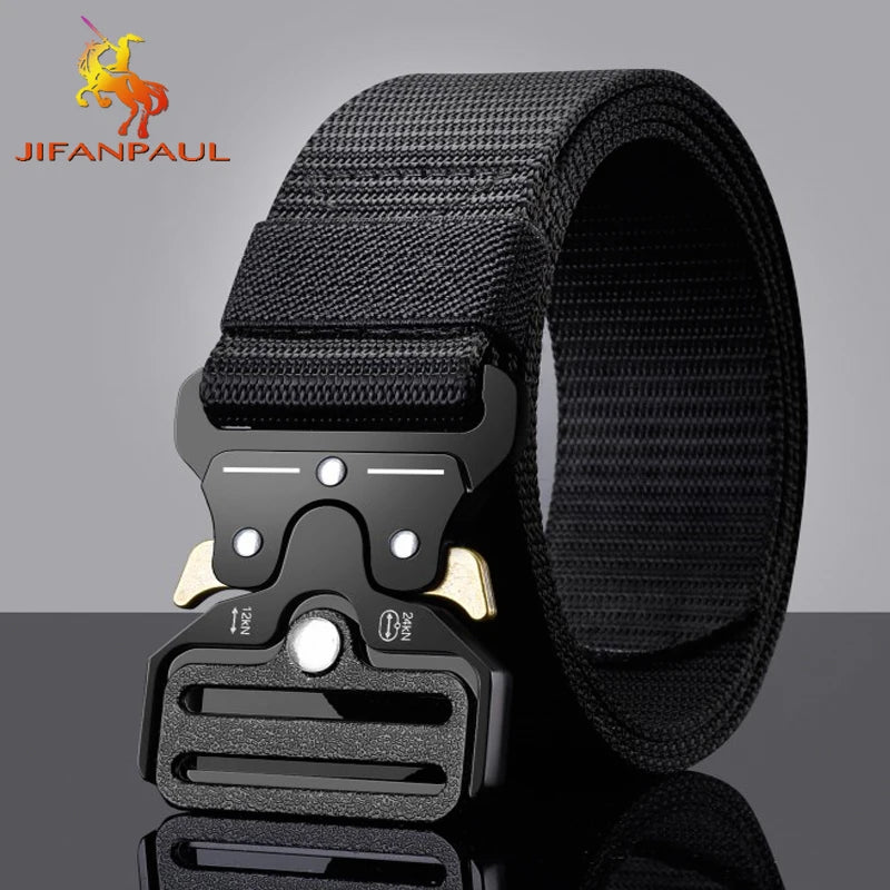 JIFANPAUL Men's Army Tactical Belt - Multi-Function Combat Survival Canvas