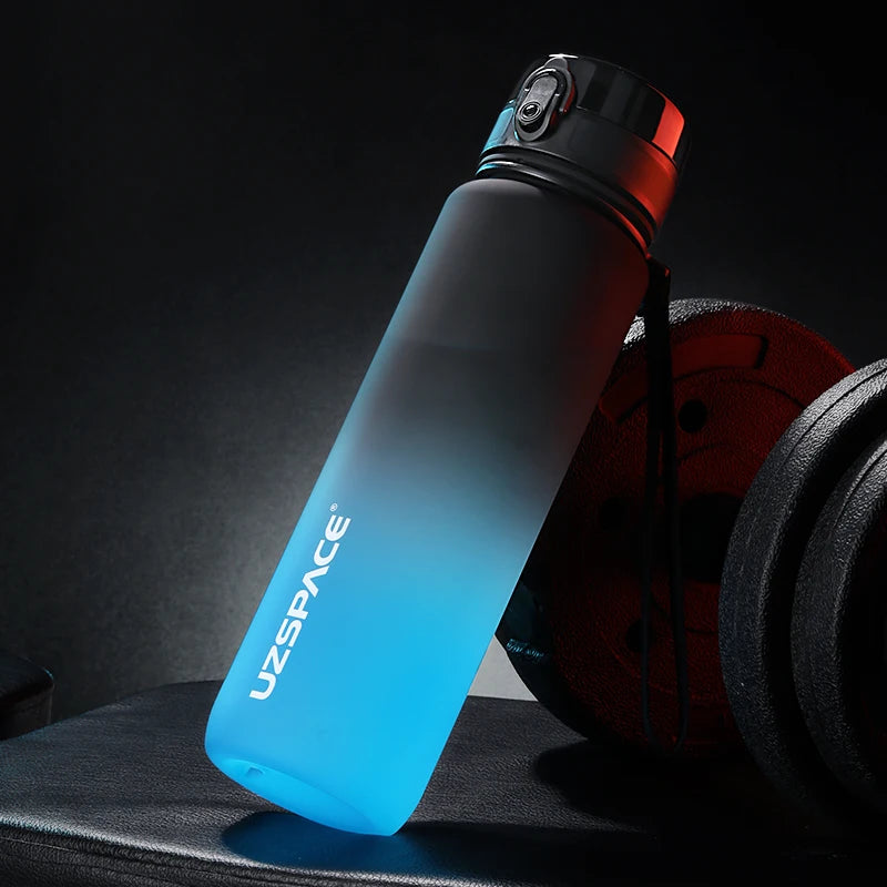 UZSPACE BPA-free sports water bottle in 500ml, 800ml, and 1000ml sizes